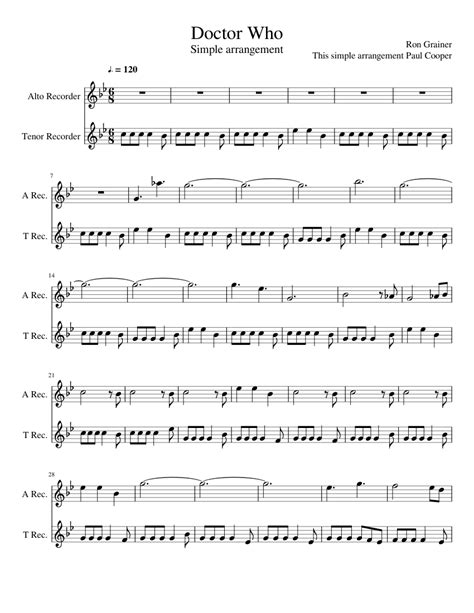 Doctor Who theme sheet music for Recorder download free in PDF or MIDI