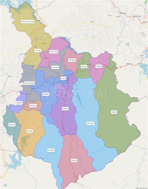 Map of Di Linh district - Lam Dong