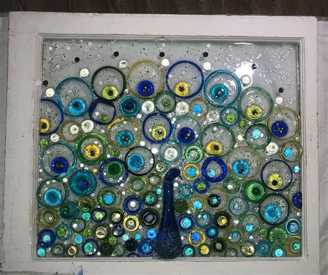 Peacock on A Vintage Window Glass Art Home Decor Recycled | Etsy | Broken glass crafts, Glass ...