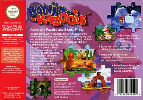 Banjo-Kazooie (1998) Nintendo 64 box cover art - MobyGames