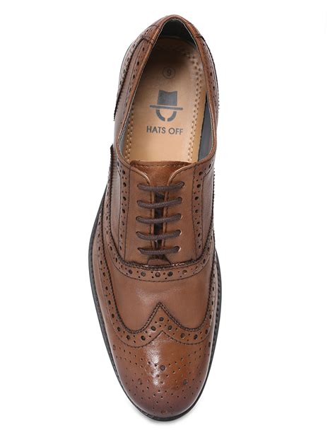 Buy Online Genuine Leather Brown Oxford Brogues Shoes Online