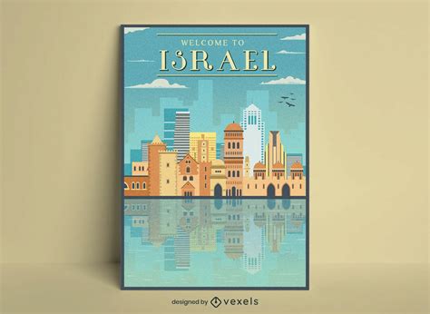 Israel Tourism Vintage Travel Poster Design Vector Download