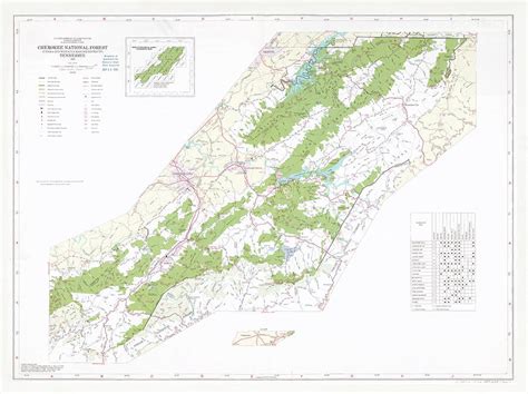 Cherokee National Forest Map 1985 Vintage Tennessee Woodland Park Atlas Drawing by Adam Shaw ...