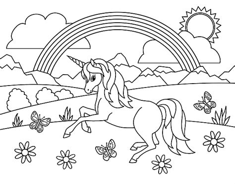 Kids Rainbow Unicorn Coloring Page Yoga Mat for Sale by Crista Forest