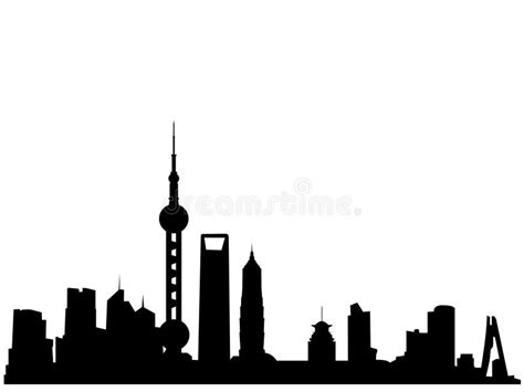 Shanghai Skyline Silhouette Stock Vector - Image: 8424873