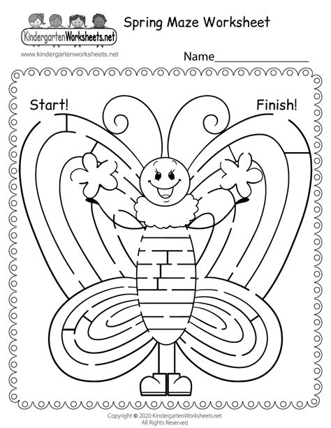 Free Printable Spring Maze Worksheet for Kindergarten