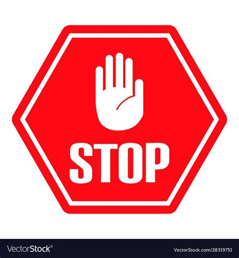 Stop sign white color hand on red city road vector image on VectorStock ...