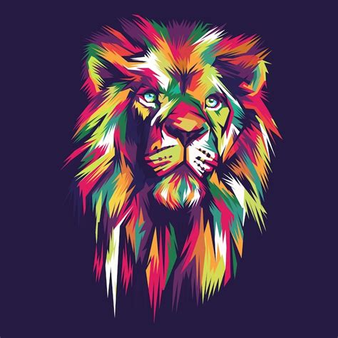 Premium Vector | Colorful lion head in pop art style