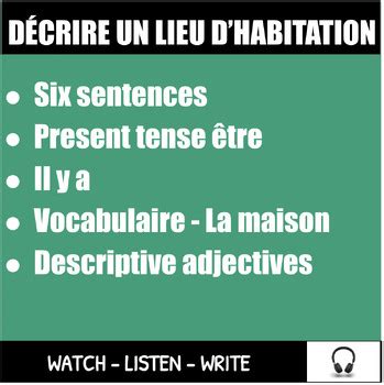 French Dictée Activity Beginners Listening Comprehension - Décrire un lieu