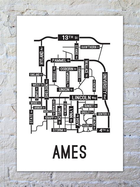 Ames, Iowa Street Map Print | Street map, Map print, Map