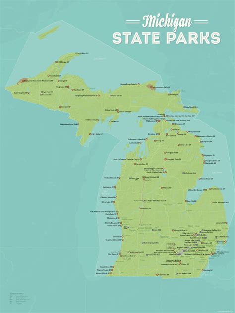 Michigan State Parks Map 18x24 Poster - Best Maps Ever