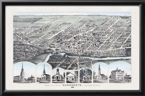 Wapakoneta OH 1880 - Vintage City Maps, Restored City Maps