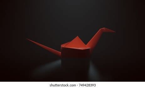 Red Origami Paper Crane On Black Stock Photo 204632434 | Shutterstock