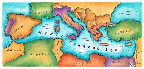 Map Of Mediterranean Sea by Jennifer Thermes