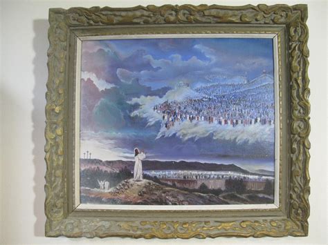 Vintage Oil Painting of Jesus Christ in The Sky Gold Antique Frame ...