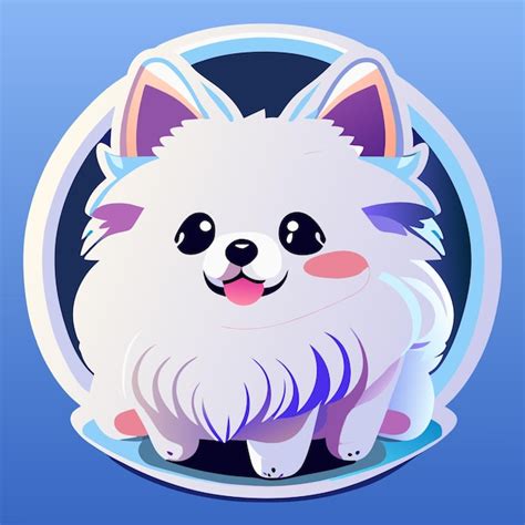 Premium Vector | Sticker an adorable cute white pomeranian