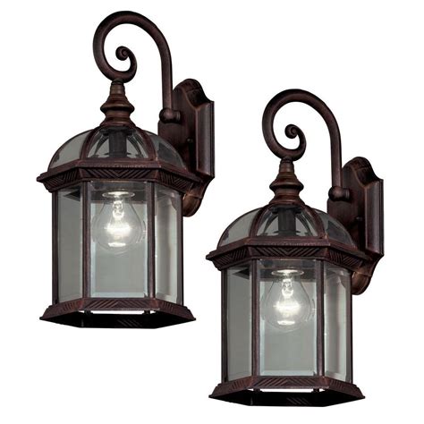 Hampton Bay Twin Pack 1-Light Weathered Bronze Outdoor Lantern-7072-2RT ...