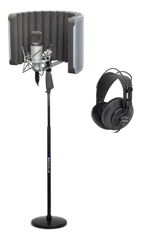 Recording Kit w/ Samson C01 Studio Microphone+Vocal Booth+Shock Mount+Headphones+Rockville ...