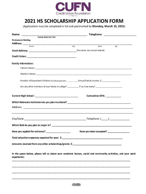 Fillable Online 2021 HS SCHOLARSHIP APPLICATION FORM Fax Email Print ...