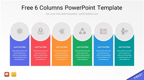 Free 6 Columns PowerPoint Template With Icons | Just Free Slide