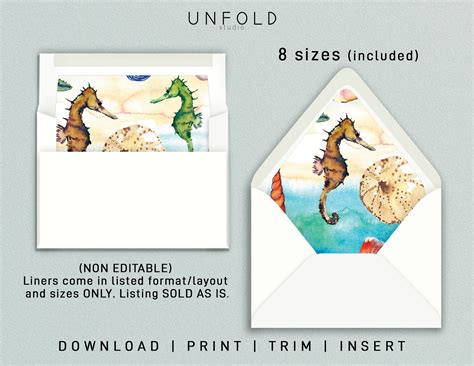 Printable Envelope Liner Templates, 8 Envelope Types Included in PDF ...