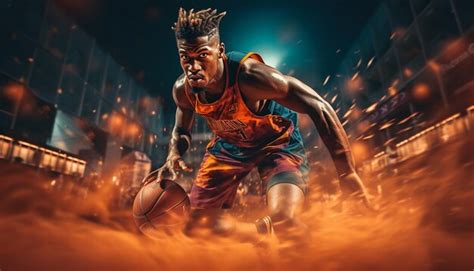 Premium AI Image | Basketball editorial dynamic photography in action