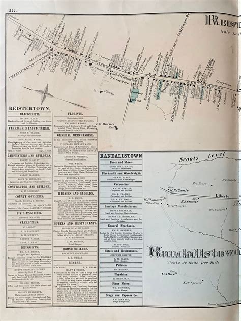 Randallstown Map Reisterstown Map Original 1877 Baltimore - Etsy