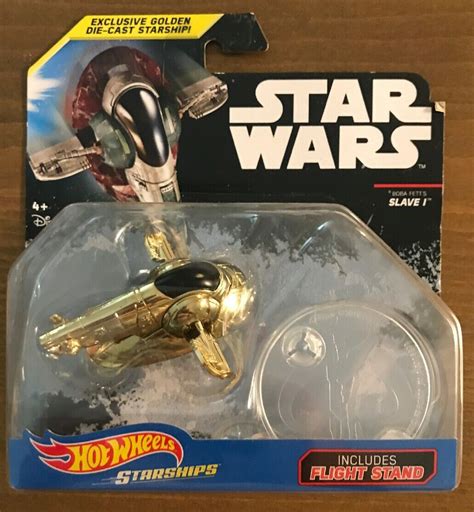 Hot Wheels Star Wars Boba Fett's Slave I Vehicle with Flight Stand (Gold) - Boba Fett ...