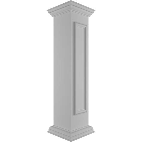 Ekena Millwork Straight Newel Post with Panel, Peaked Capital & Base Trim (Installation kit ...