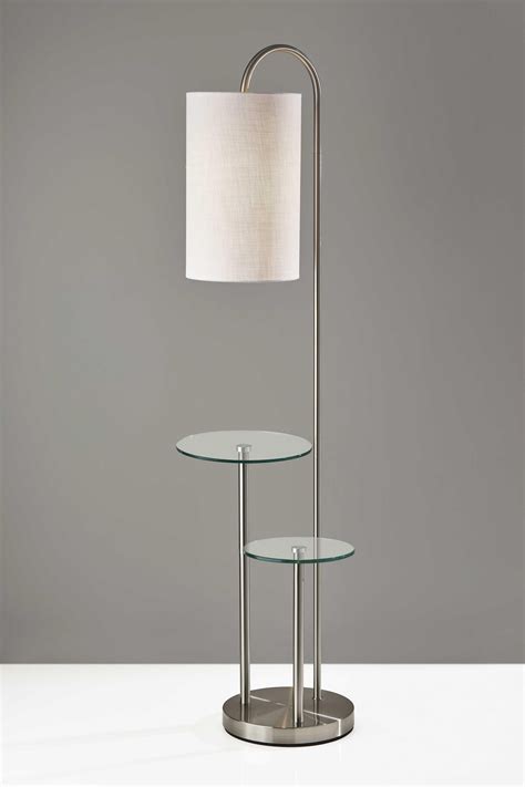 20" X 13" X 66" Brushed steel Metal/Glass Shelf Floor Lamp - Walmart.com - Walmart.com