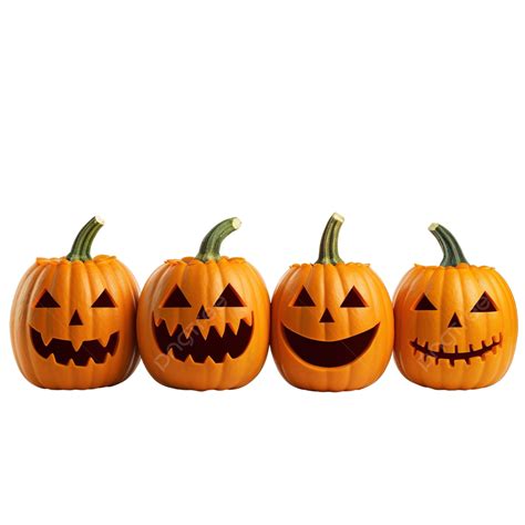 Pumpkins Standing In A Row Pumpkin For Halloween With A Funny Smiling Face, Halloween Cartoon ...