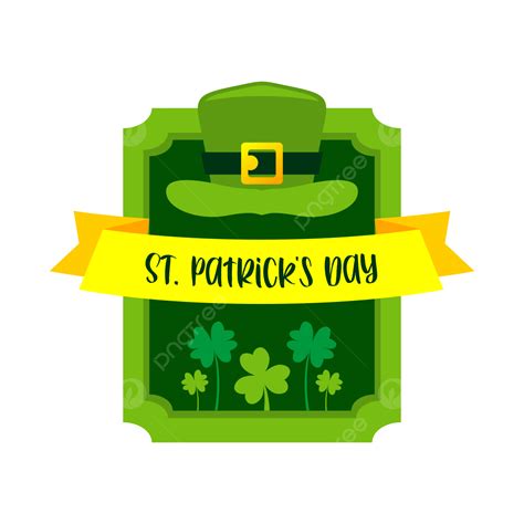 St. Patricks Day Clipart Hd PNG, St Patrick Day With Hat And Clover Leaf Poster Vector ...
