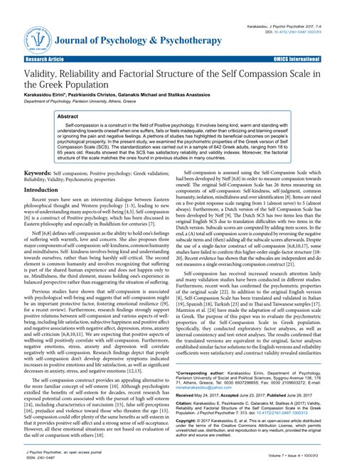 (PDF) Validity, Reliability and Factorial Structure of the Self ...