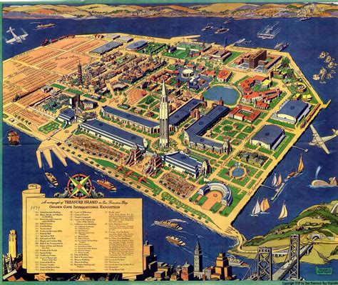 Golden Gate International Expo Cartograph 1939 Map - Treasure Island ...