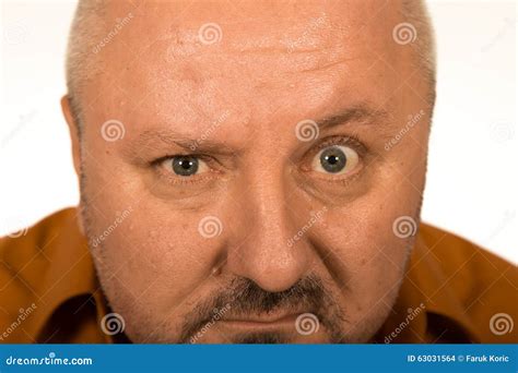 Man with Big Eyes Staring at You Stock Photo - Image of aged, bald ...