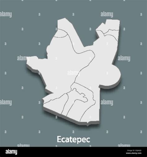 3d isometric map of Ecatepec is a city of Mexico, vector illustration ...