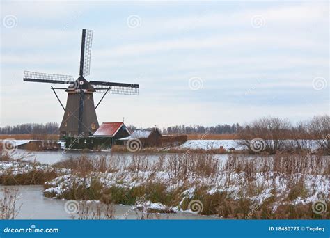 Windmills in Kinderdijk at Winter Stock Image - Image of generation, alternative: 18480779