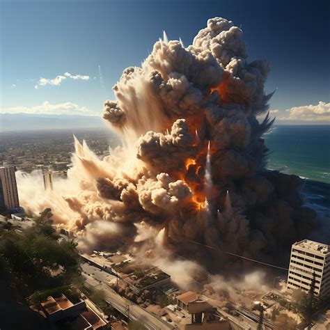 Premium AI Image | Explosion shockwave israeli urban scene