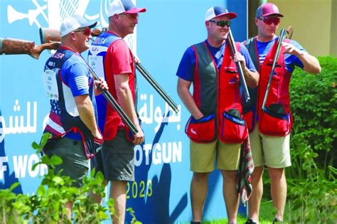 Pre-event training for trap events held at ISSF World Cup Shotgun Doha ...