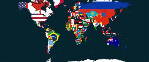 World Map with flags 5K Wallpaper