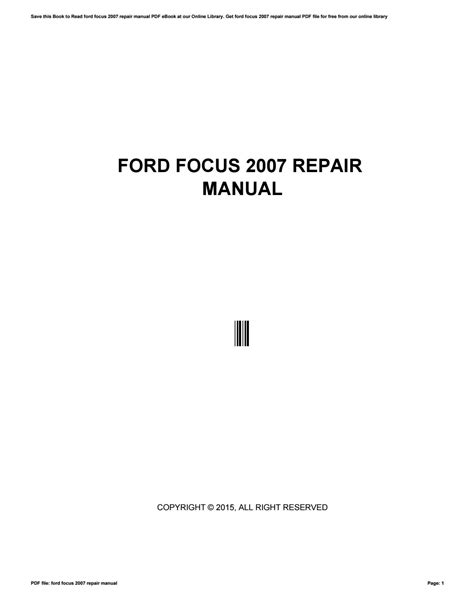 Ford focus 2007 repair manual by caseedu94 - Issuu