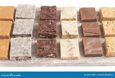 Assortment of Various Flavors of Fudge Isolated on a White Background Stock Photo - Image of ...