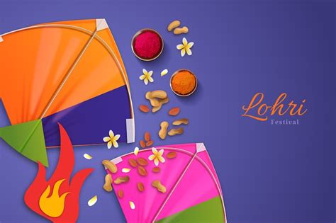 Free Vector | Realistic lohri festival celebration background