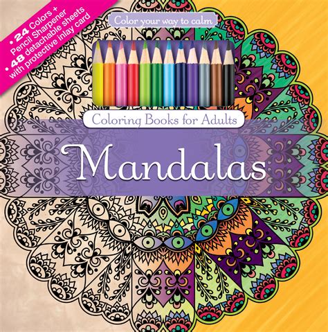 Mandalas Adult Coloring Book Set With 24 Colored Pencils And Pencil ...