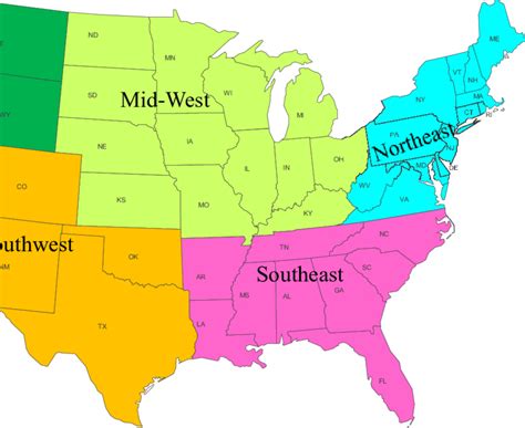 Geographic regions of the USA. Map © MapResources.com. | Download ...