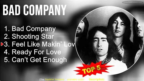 Bad Company ~ TOP 5 GREATEST HITS ~ Bad Company, Shooting Star, Feel Like Makin’ Love, Ready For ...