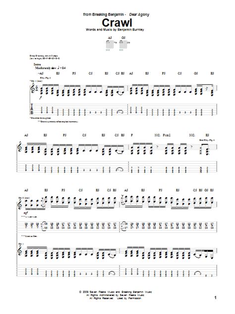 How to learn to play Breaking Benjamin Crawl sheet music, chords and melody? Easy: download or ...