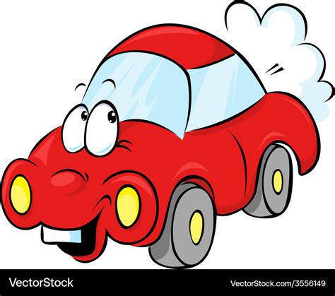 Funny red car cartoon Royalty Free Vector Image