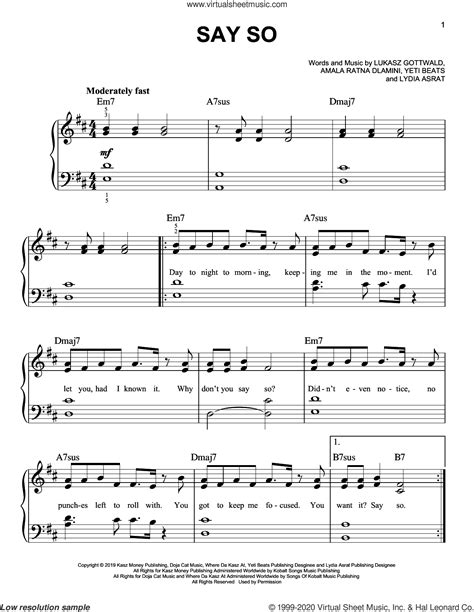 Say So sheet music for piano solo (PDF-interactive)