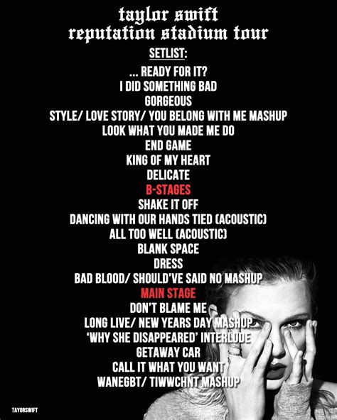 Taylor Swift Eras Tour Setlist: Reputation - Image to u